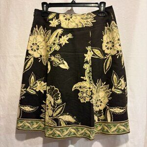 Ann Taylor Dark Brown/Yellow Below Knee-Length Skirt Size XS (2)